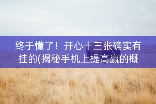 终于懂了！开心十三张确实有挂的(揭秘手机上提高赢的概率)