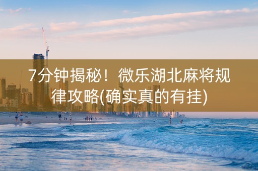 7分钟揭秘！微乐湖北麻将规律攻略(确实真的有挂)