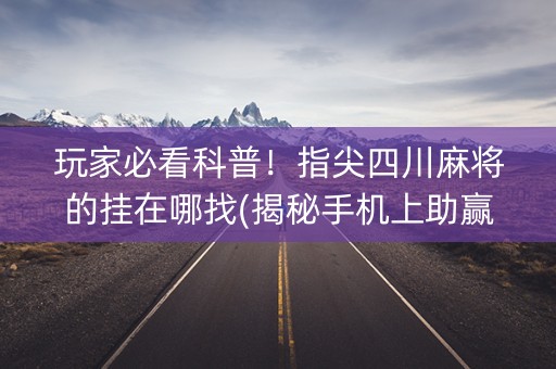 玩家必看科普！指尖四川麻将的挂在哪找(揭秘手机上助赢神器)
