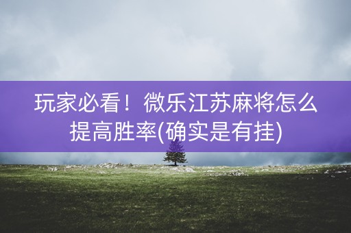 玩家必看！微乐江苏麻将怎么提高胜率(确实是有挂)