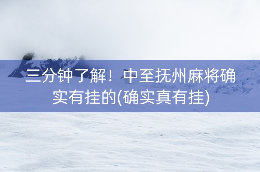 三分钟了解！中至抚州麻将确实有挂的(确实真有挂)