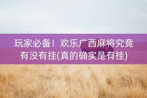 玩家必备！欢乐广西麻将究竟有没有挂(真的确实是有挂)