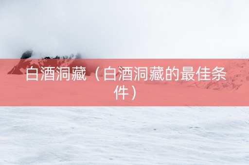 白酒洞藏（白酒洞藏的最佳条件）
