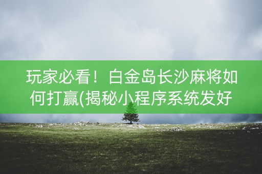 玩家必看！白金岛长沙麻将如何打赢(揭秘小程序系统发好牌)
