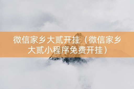 微信家乡大贰开挂（微信家乡大贰小程序免费开挂）