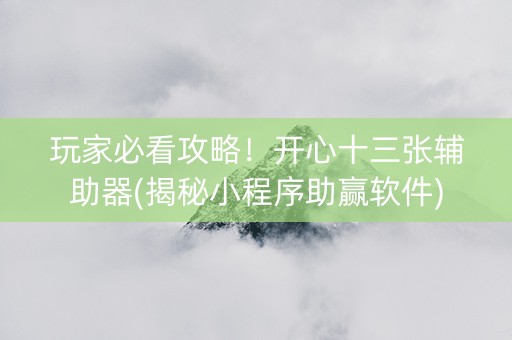 玩家必看攻略！开心十三张辅助器(揭秘小程序助赢软件)
