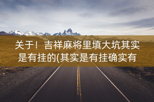关于！吉祥麻将里填大坑其实是有挂的(其实是有挂确实有挂)