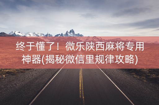 终于懂了！微乐陕西麻将专用神器(揭秘微信里规律攻略)
