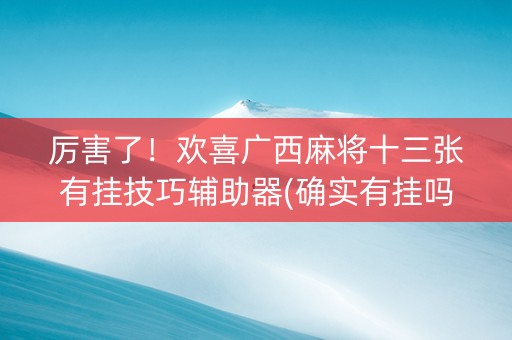 厉害了！欢喜广西麻将十三张有挂技巧辅助器(确实有挂吗)