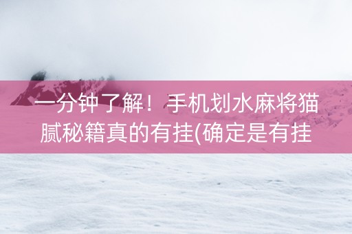 一分钟了解！手机划水麻将猫腻秘籍真的有挂(确定是有挂)