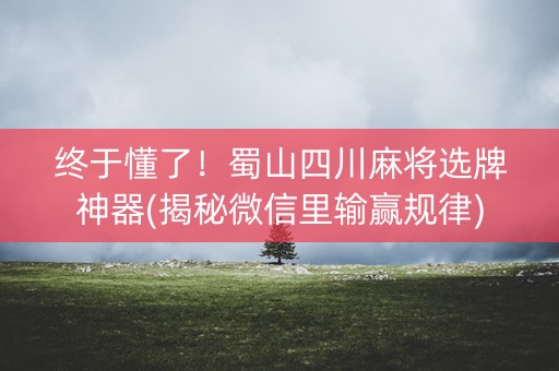 终于懂了！蜀山四川麻将选牌神器(揭秘微信里输赢规律)