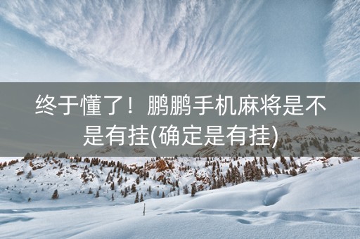 终于懂了！鹏鹏手机麻将是不是有挂(确定是有挂)