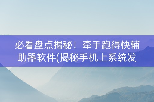 必看盘点揭秘！牵手跑得快辅助器软件(揭秘手机上系统发好牌)