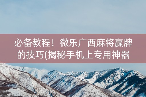 必备教程！微乐广西麻将赢牌的技巧(揭秘手机上专用神器下载)