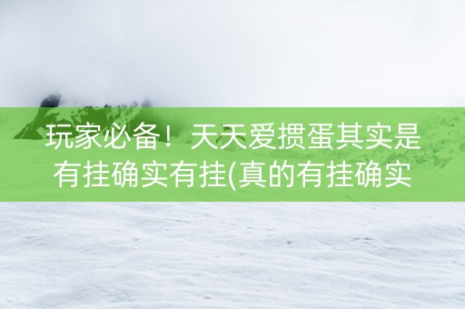 玩家必备！天天爱掼蛋其实是有挂确实有挂(真的有挂确实有挂)
