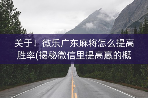 关于！微乐广东麻将怎么提高胜率(揭秘微信里提高赢的概率)