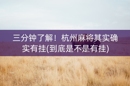 三分钟了解！杭州麻将其实确实有挂(到底是不是有挂)