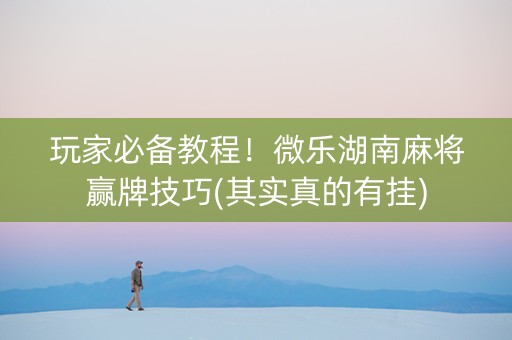 玩家必备教程！微乐湖南麻将赢牌技巧(其实真的有挂)