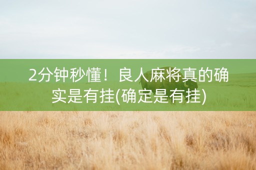 2分钟秒懂！良人麻将真的确实是有挂(确定是有挂)