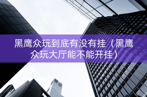 黑鹰众玩到底有没有挂（黑鹰众玩大厅能不能开挂）