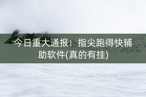 今日重大通报！指尖跑得快辅助软件(真的有挂)