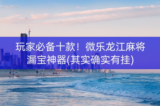 玩家必备十款！微乐龙江麻将漏宝神器(其实确实有挂)