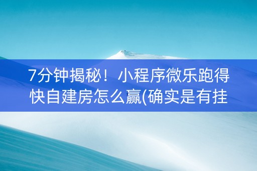 7分钟揭秘！小程序微乐跑得快自建房怎么赢(确实是有挂)