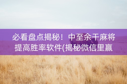 必看盘点揭秘！中至余干麻将提高胜率软件(揭秘微信里赢的诀窍)