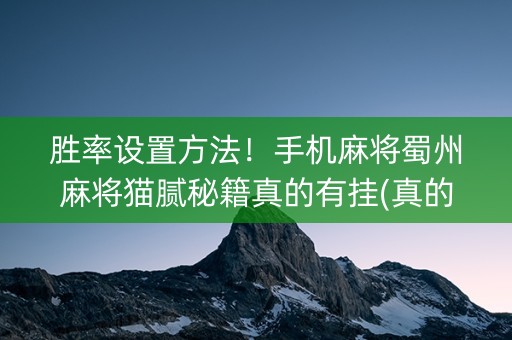 胜率设置方法！手机麻将蜀州麻将猫腻秘籍真的有挂(真的确实是有挂)