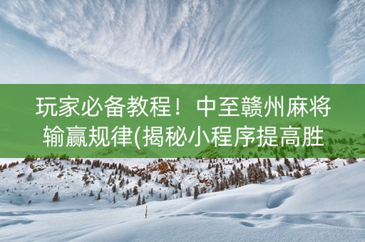 玩家必备教程！中至赣州麻将输赢规律(揭秘小程序提高胜率)