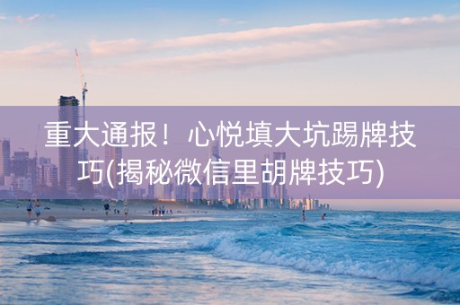 重大通报！心悦填大坑踢牌技巧(揭秘微信里胡牌技巧)