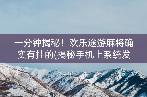 一分钟揭秘！欢乐途游麻将确实有挂的(揭秘手机上系统发好牌)