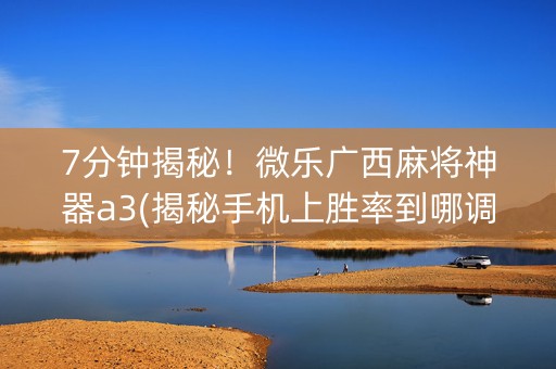 7分钟揭秘！微乐广西麻将神器a3(揭秘手机上胜率到哪调)