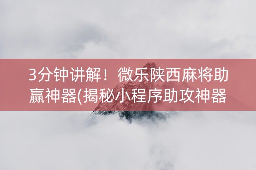 3分钟讲解！微乐陕西麻将助赢神器(揭秘小程序助攻神器)
