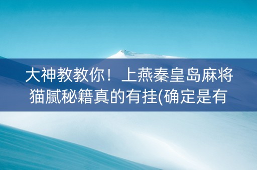 大神教教你！上燕秦皇岛麻将猫腻秘籍真的有挂(确定是有挂)
