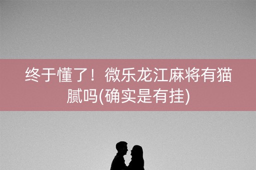 终于懂了！微乐龙江麻将有猫腻吗(确实是有挂)