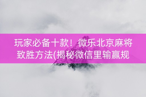 玩家必备十款！微乐北京麻将致胜方法(揭秘微信里输赢规律)