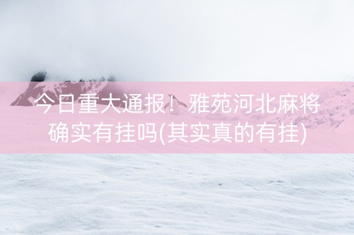 今日重大通报！雅苑河北麻将确实有挂吗(其实真的有挂)