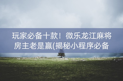 玩家必备十款！微乐龙江麻将房主老是赢(揭秘小程序必备神器)