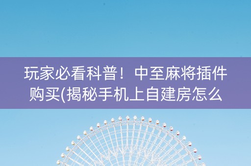 玩家必看科普！中至麻将插件购买(揭秘手机上自建房怎么赢)