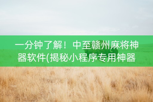 一分钟了解！中至赣州麻将神器软件(揭秘小程序专用神器)