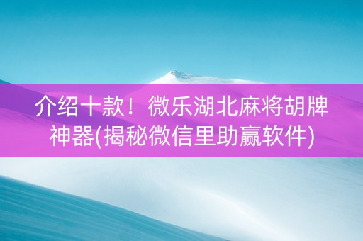 介绍十款！微乐湖北麻将胡牌神器(揭秘微信里助赢软件)