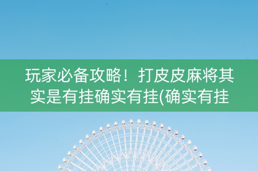 玩家必备攻略！打皮皮麻将其实是有挂确实有挂(确实有挂吗)