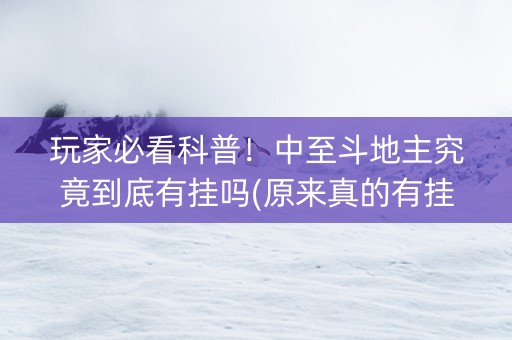 玩家必看科普！中至斗地主究竟到底有挂吗(原来真的有挂)