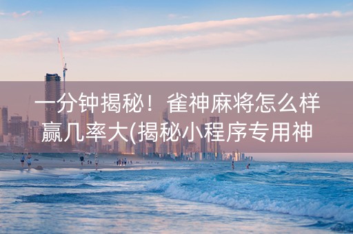 一分钟揭秘！雀神麻将怎么样赢几率大(揭秘小程序专用神器)