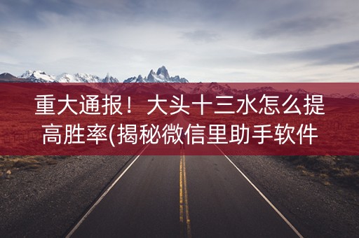 重大通报！大头十三水怎么提高胜率(揭秘微信里助手软件)