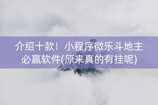 介绍十款！小程序微乐斗地主必赢软件(原来真的有挂呢)