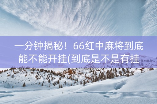 一分钟揭秘！66红中麻将到底能不能开挂(到底是不是有挂)