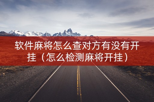 软件麻将怎么查对方有没有开挂（怎么检测麻将开挂）
