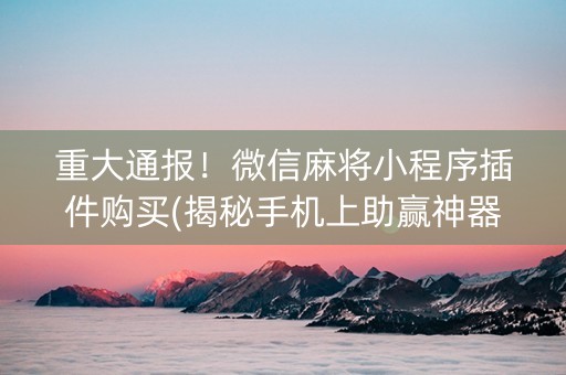 重大通报！微信麻将小程序插件购买(揭秘手机上助赢神器)